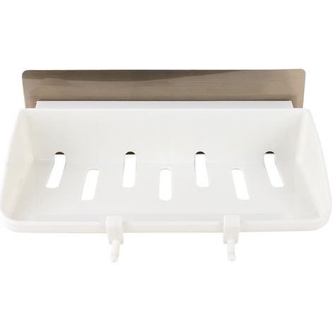 Etagere De Douche En Plastique - Support De Rangement Salle De Bain Avec Crochets Mobiles - Drainage Rapide Anti Humidite - Installation Sans Clous - Lot De 1 (1/5)