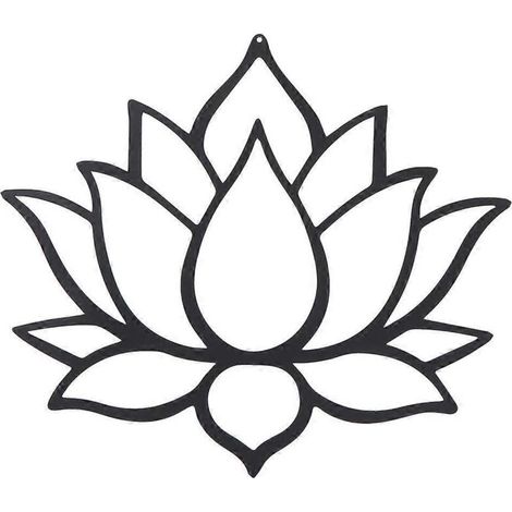 1 Décoration murale, motif fleur de lotus, en fer, 24,5 x 28 cm, pour intérieur et extérieur, salon chambre bureau (1/5)