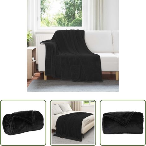 Wohnzimmerdecke - Überwurfdecke Schwarz 150 x 200 cm Fleece (1/5)
