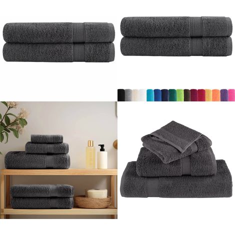 Premium Saunatücher SOLUND 2 Stk. Anthrazit 80x200 cm 600 g/m² - Saunatücher - Sauna (1/5)