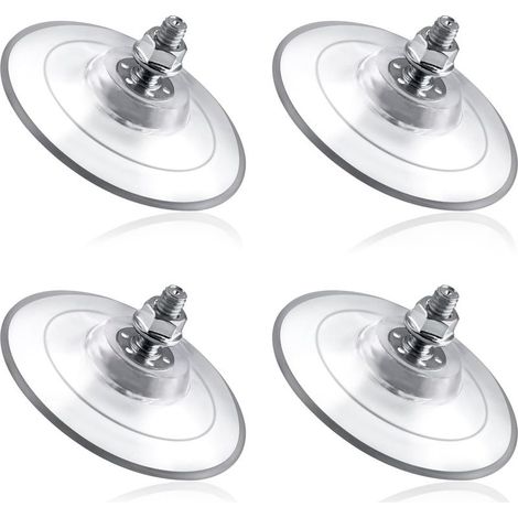 Lot de 4 grandes ventouses avec écrou à vis M8 de 85 mm en PVC transparent - Ventouses en verre extra fortes et épaisses (1/5)