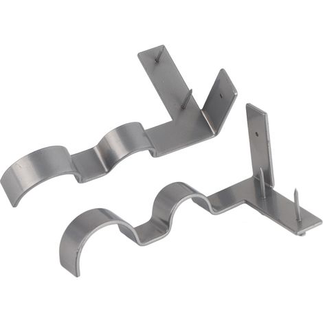 Lot de 2 supports de tringle à rideaux doubles en acier, supportant une charge de 9 kg (20 lb), montage facile, crochets pour tringle à rideaux pour la maison ou le bureau, couleur argent. (1/5)