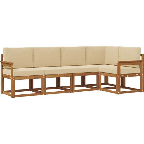Conjunto de sofás de exterior 5 uds. Natural y Beige vidaXL (1/5)