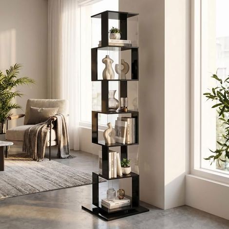 Bibliothèque pivotante 6 niveaux – Rotation 360° – Étagère de rangement pour salon et bureau – 50 x 50 x 189,5 cm – Noir – Home Nature Wohnkonzept (1/5)