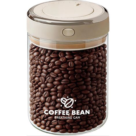 Bocal de conservation pour grains de café, récipient hermétique avec couvercle sous vide, conservation du café en grains, moulu et du thé (1100 ml)