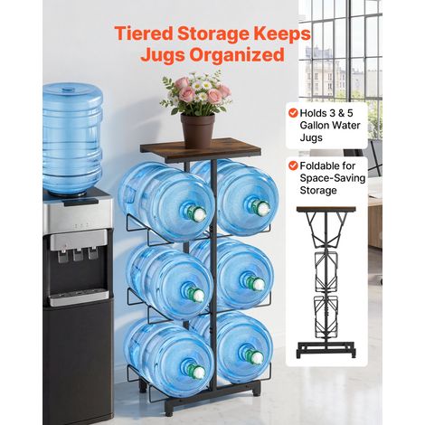 Support de Bonbonne d'Eau 4 Niveaux Rack Double Rangée pour 6 Bidons, 11L et 19L, Cadre Robuste en Métal, Support de Rangement Plia… (1/5)
