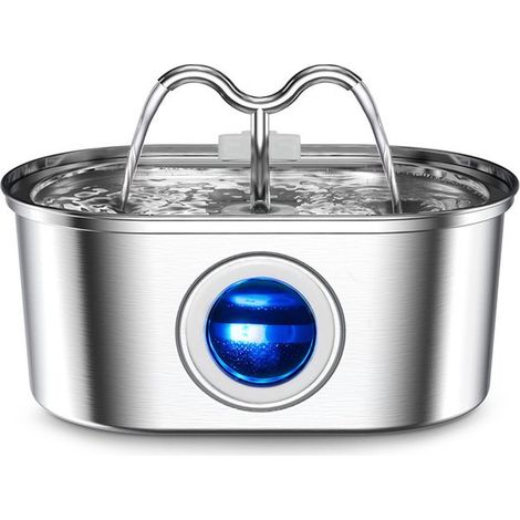 Fontaine à eau en acier inoxydable pour animaux de compagnie - Distributeur d'eau - Fontaine de 3,2 L - avec double bec verseur pour plusieurs chats (1/5)