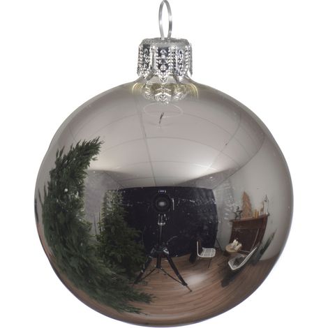 Weihnachtskugel - glänzendes silbernes Weihnachtsglas - ø 6cm