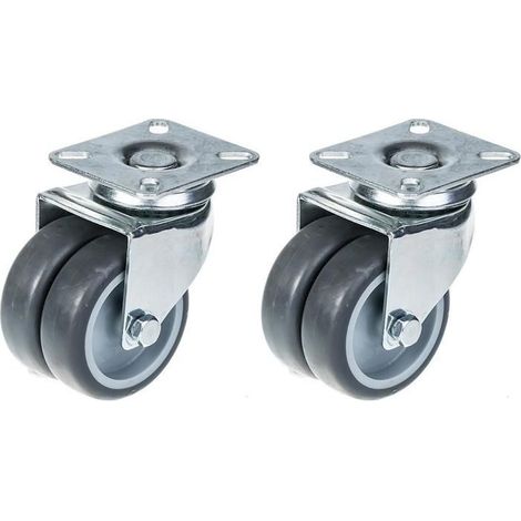 Drehrolle - ZHONGSHAN - 75 mm - Graugummi - Tragfähigkeit 200 kg - Set von 2