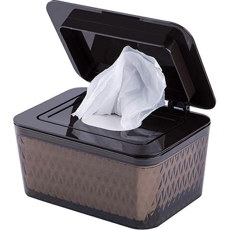 Boîte de rangement pour lingettes humides, étui de rangement pour mouchoirs avec couvercle hermétique, distributeur de lingettes anti-poussière pour cuisine ou résidence étudiante. (1/4)