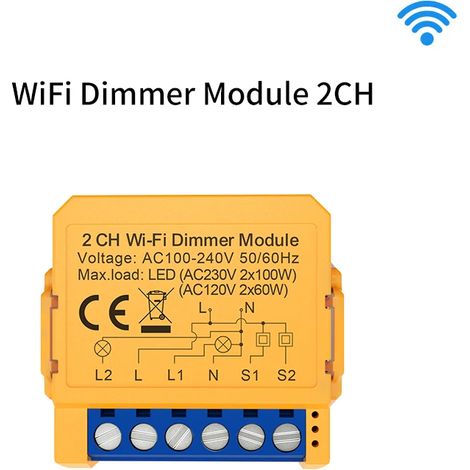 (WiFi-2) Module de commutation à gradation intelligente, prend en charge la commande à distance via une application, compatible avec Tuya, Alexa et Google Home. (1/3)