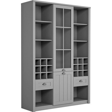 AX LIVING Vitrinen Schrank Palmano W2T2S 140 cm breit, stilvolles Grau