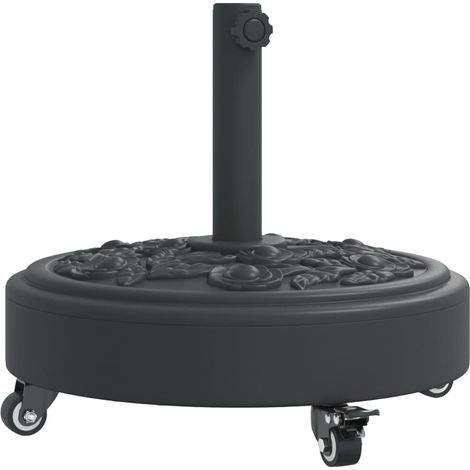 Base per ombrellone rotonda con ruote bloccabili 45 x 41 cm stabile elegante per uso esterno PE nero 020056644