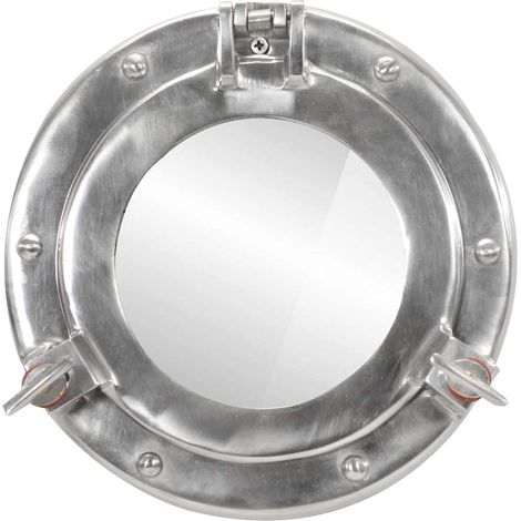 Miroir en forme de hublot mural Ø23 cm aluminium et verre CFW936914 (1/5)