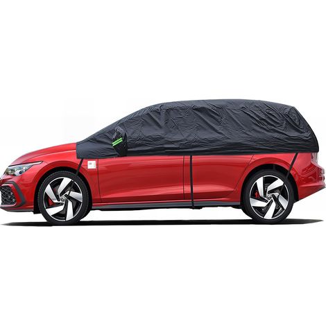 Bache Voiture étanche Demi Bâche de Voiture extérieure Imperméable pour Pare-Brise de Voiture Avant et Arrière, Noir (1/5)