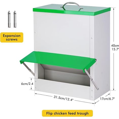 Poultry Feeder 11kg Lid Rain Resistant Chickens Ducks Turkeys (1/4)