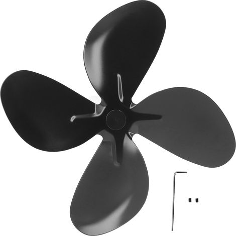 Pale de ventilateur de poêle 4 lames en alliage d'aluminium noir avec clé hexagonale (1/5)