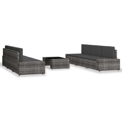 Maison Exclusive - 7-tlg. Garten-Lounge-Set Poly Rattan Grau