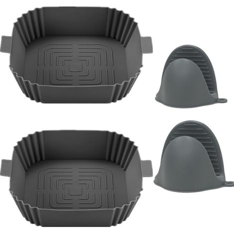 Pots en silicone pour friteuse à air avec gants, pack de 2