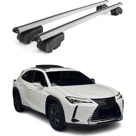 OMAC Aluminium Dachträger Querträger für Lexus UX 2019-2026 – City Crash – ISO/PAS 11154:2006 – Abschließbar – Max. 75 kg – 2 Stangen Silber (1/5)