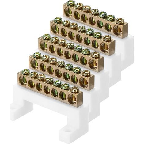 5 Pcs Borne De Mise À La Terre, 7 Positions Borne À Vis En Laiton, Bloc De Borne De Mise À La Terre 8x12mm Pour Équipement Électrique, Boîte De Distribution, Blanc (1/5)
