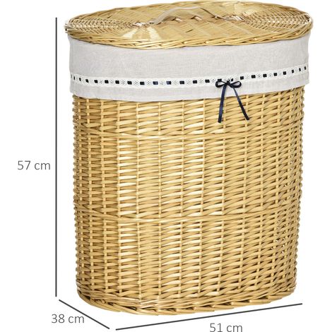 Panier à linge en osier avec couvercle, panier à linge avec poignée, sac à linge amovible, paniers à linge, boîte à linge pour salle de bain, buanderie, chambre, naturel (1/5)