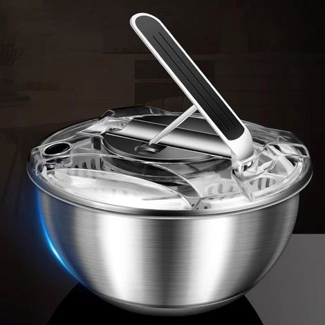 Presse Essoreuse à Salade 3.5L Acier Inoxydable - Lave Légumes Essorage Rapide Pour Laitue Fraîche et Croustillante (1/5)