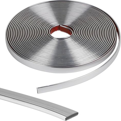Moulures décoratives flexibles autocollantes 10 m Argentées En stuc 3D Décollez et collez Pour bricolage, sol, bords de carrelage et décoration d'angle (1/5)