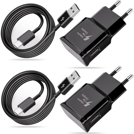 Chargeur USB, 2-Pack Chargeur Rapide avec 2M de Câble de Charge USB C Compatible avec S21,S20 FE,S10,S9,S8 Plus,A54,A53,A52,A50,A34,A20e,A14,A13,Z Flip3,Z Fold3,M54,M13 5G (1/5)