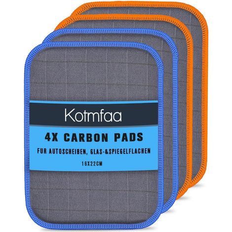 4x Carbon Mikrofaser Tücher für Autoscheiben & Glas, 16x22cm, streifenfrei (1/5)
