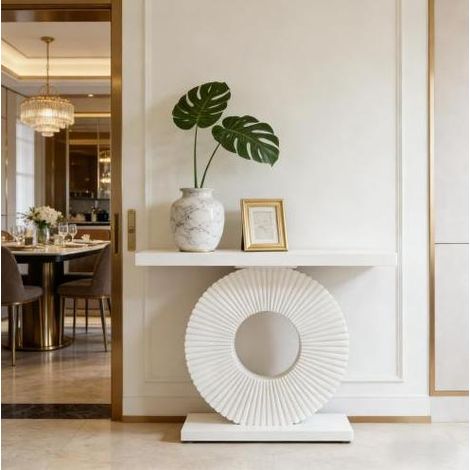 Tavolo consolle ingresso MDF e metallo bianco OKMYHOME (1/5)