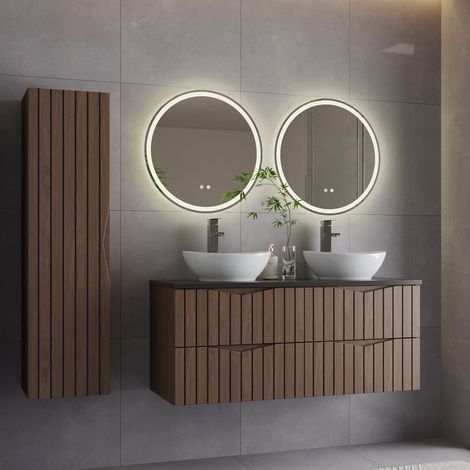 Set di mobili da bagno doppio lavabo Siena marrone e nero 120cm (1/5)