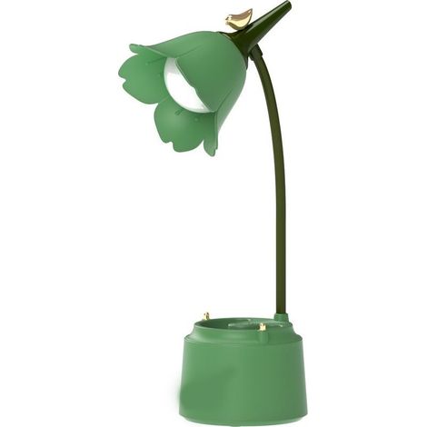 (Vert) Lampe de bureau LED pour enfants, lampe de bureau rechargeable USB fleur et oiseau, lampe de lecture avec capteur dimmable et tactile, lampe de décoration de chambre (1/5)