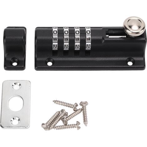 Serrure à combinaison 4 chiffres noire antivol étanche pour fenêtre, armoire, porte, classeur et meubles (1/5)