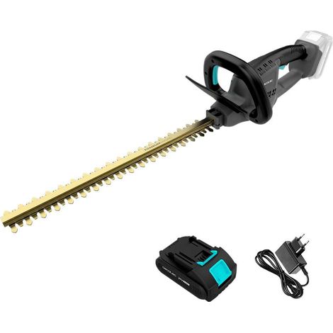 Heckenschere mit einer Schnittlänge von bis zu 45 cm. 21 V Akku. Brushless, bürstenloser Motor. Klingen aus Titan. Äste bis zu 16mm.