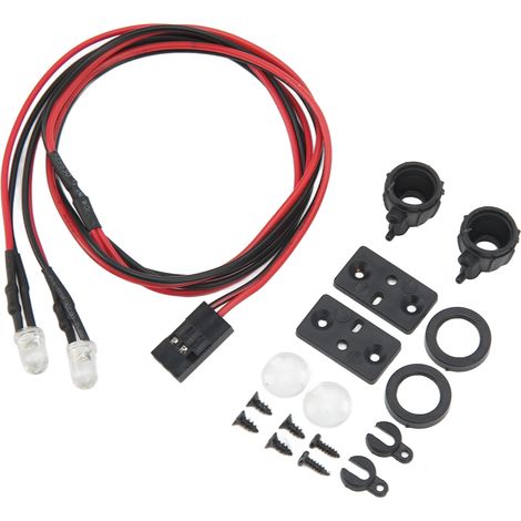 Phares LED RC haute simulation à lumière blanche pour voitures RC, avec 2 bases en plastique pour voitures RC rondes aux échelles 1/10, 1/12, 1/18 et 1/24. (1/5)
