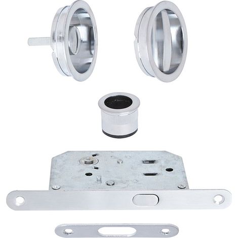 Kit de cerradura redonda para puerta corredera Conda/Deconda, zamak niquelado. CHRISLIGNE (1/5)