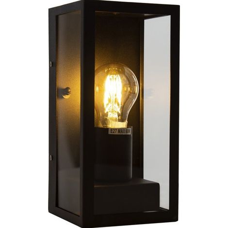 Trade Shop - Porta Lampada Esterno Vetro Vt8517 Nero Matto E27 Ip44 Retro Illuminazione -