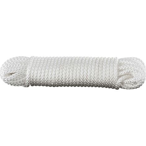 Corderies Tournonaises – Tresse polypropylène blanc 20m – Résistance 0,9 tonne – Diamètre 8mm – Pour arrimer et fixer équipements