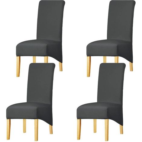 Housses de chaise XL tissu extensible gris foncé lot de 4 (1/5)