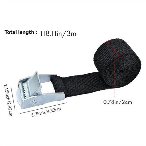 Sangle D'Arrimage - 20 mm x 3 m - Boucle À Came En Alliage De Zinc - Pour Cargaison Camion Remorque Bagages - 2 Pièces (1/5)