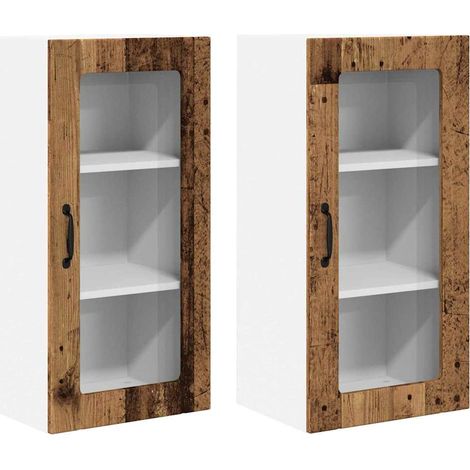 Meuble mural de cuisine,Armoire de cuisine 2 pcs Bois Ancien 40 x 31 x 80 cm CFW76463 (1/5)