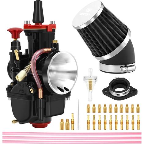 Kit de carburateur de course de 30 mm avec filtre à air, 10 jets principaux, 10 jets pilotes lents, universels pour moteur 2T 4T, motocross, moto, scooter, VTT, quad, karting (30 mm)