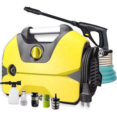 Laveuse électrique haute pression 3000W portable, pistolet polyvalent lavage voiture, machine pour sols, jardin, maison et voiture, Jaune (1/5)