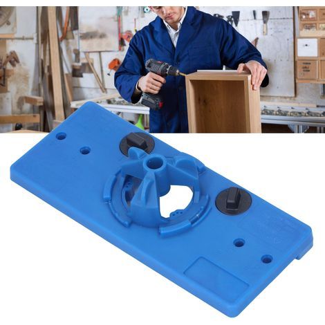 Perceuse à charnière 35mm, Guide de perçage pour trous de vis, Kit de fraises pour menuiserie, Gabarit de perçage précis Bleu (1/5)