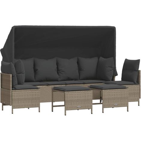 Maison Exclusive - Set de sofás jardín y cojines 5 pzas ratán sin (1/5)