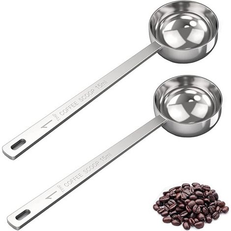2 cucharas soperas de mango largo,cuchara medidora de café de acero inoxidable de 15 ml,cuchara medidora de 15 ml para café (1/5)