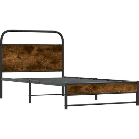 Lit simple Lit adulte Cadre de lit sans matelas 100x190 cm chêne fumé bois ingénierie (1/5)
