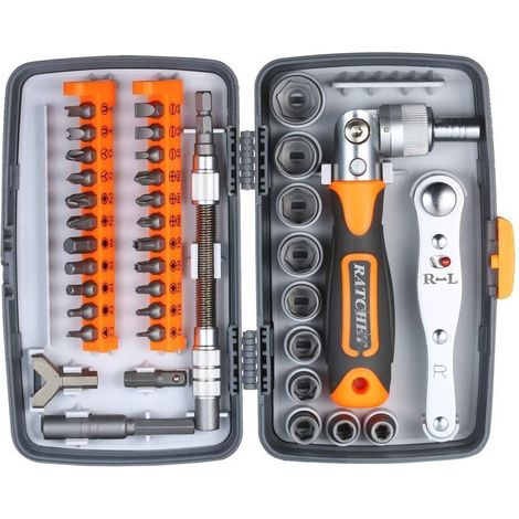 Ensemble de 38 embouts de tournevis à cliquet de précision, kit de tournevis magnétique, kit d'outils de réparation électronique (1/5)