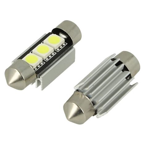 24V Lampada LED Siluro Canbus T11 C5W 36mm 3 SMD 5050 Bianco con Dissipatore Alluminio per Camion Bus Barca (1/3)